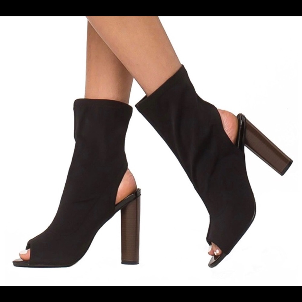 Peep toe sock boots